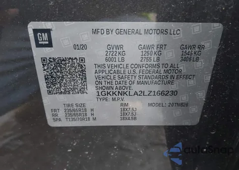 2020 GMC Acadia Fwd Sle из США, поврежденный, VIN 1GKKNKLA2LZ166230